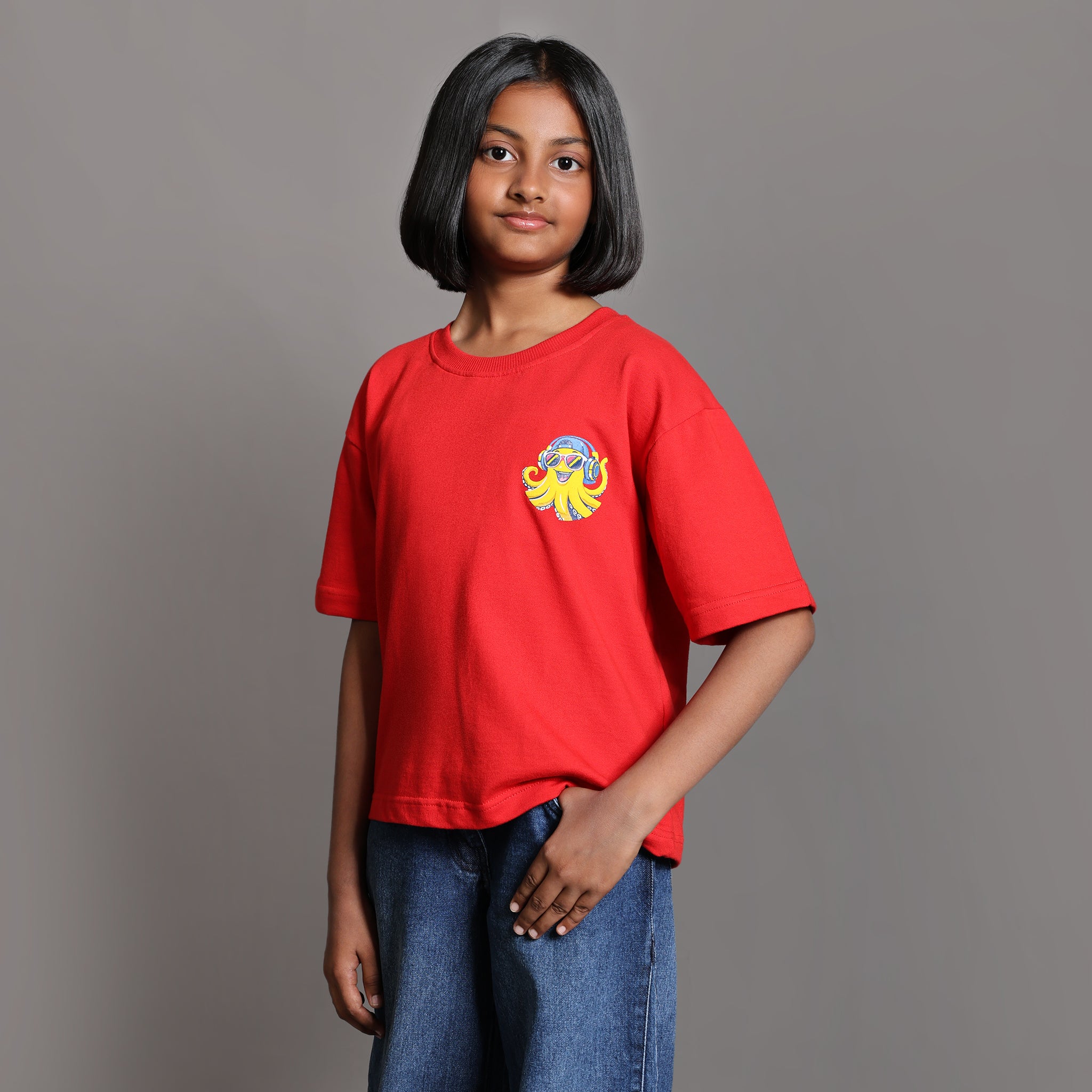 Octo Beats Boxy Tee Red