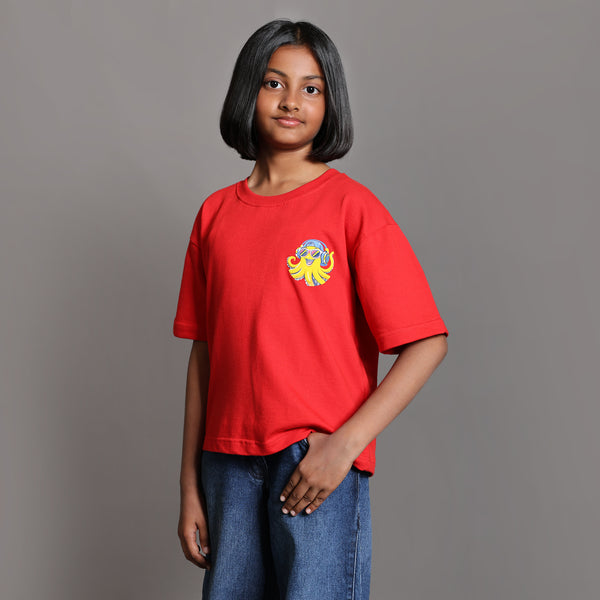 Octo Beats Boxy Tee Red