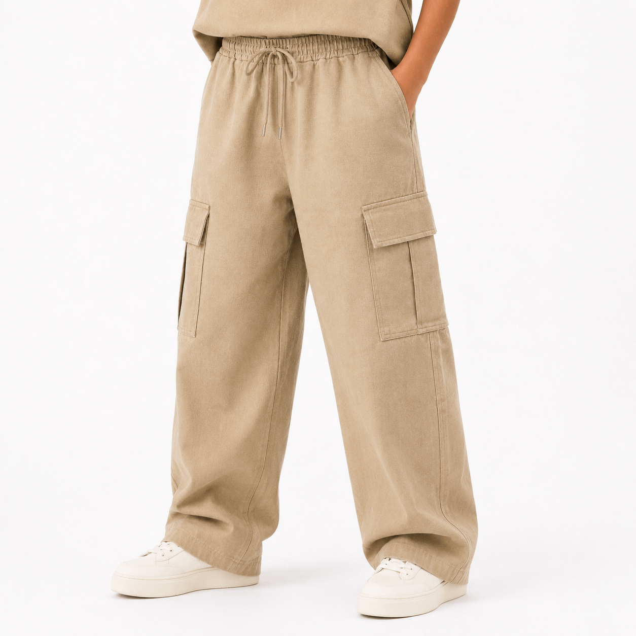 Relaxed Linen Cargo Beige
