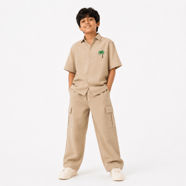 Relaxed Linen Cargo Beige