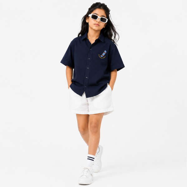 Skateboard Linen Shirt Navy