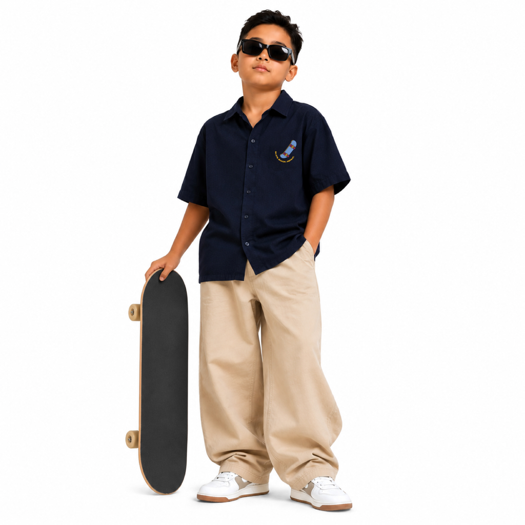 Skateboard Linen Shirt Navy